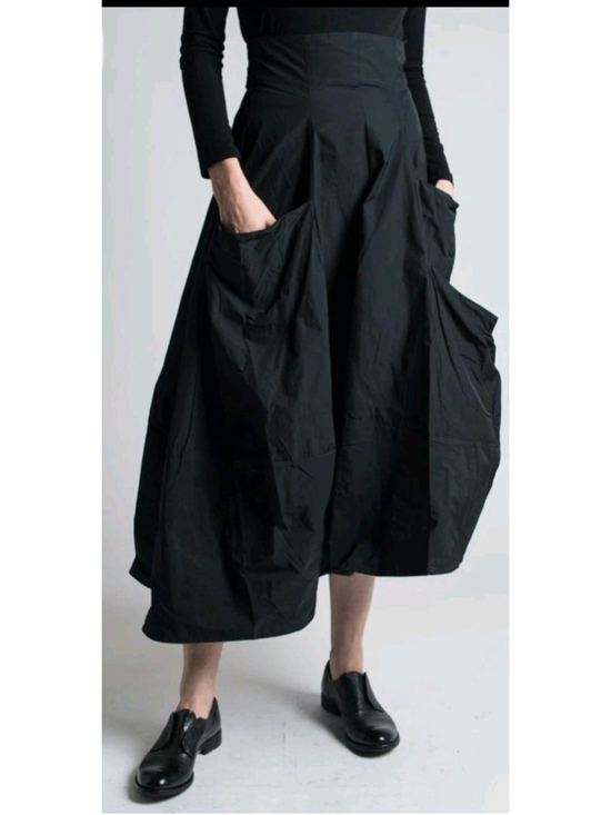 ELM by Matthildur Dresses & Skirts - ELM by Matthildur Black Linen Blend Bubble Hem Midi Skirt Size 2 Lagenlook Artsy